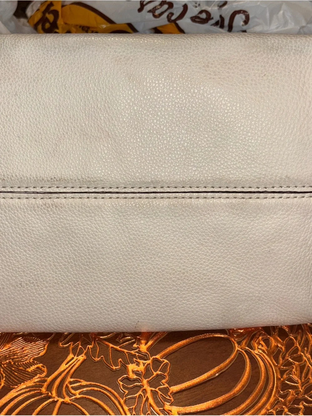Michael Kors White Leather Shoulder Tote with Gold Chain Straps